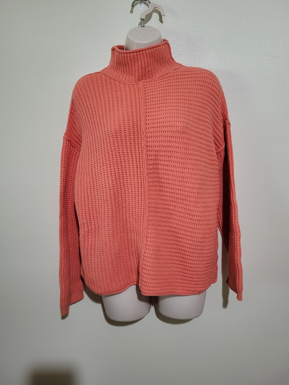 Sonoma Coral Waffle Knit Turtleneck Pullover